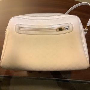 Authentic vintage canvas GG monogram white Gucci camera bag